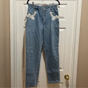 KIZULIA By Elizabeth Dutoit Stonewashed Denim Jeans Size 13/14 Junior Appliqués